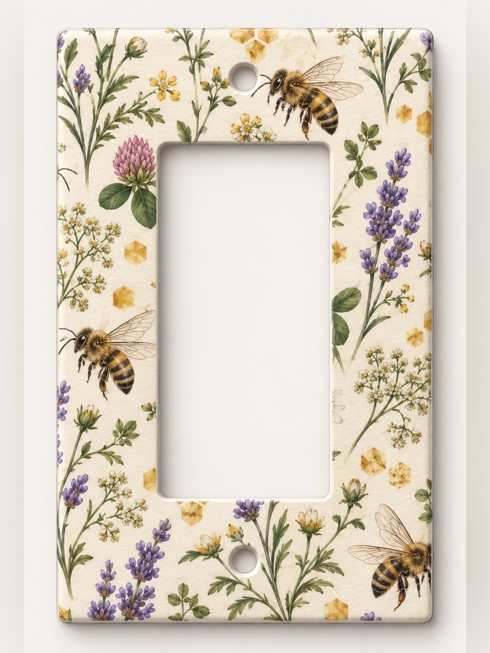 Honey Bee Lavender Wildflower Floral Rocker GFCI Wall Plate Cover
